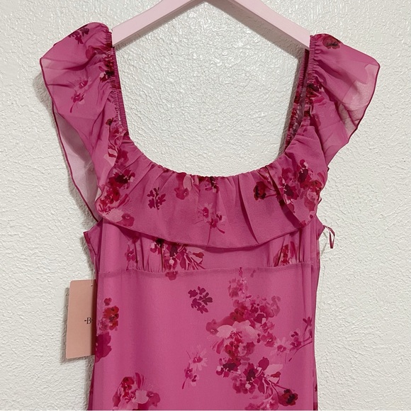 NWT Anthropologie BHLDN Elara Ruffle Chiffon Floral Maxi Dress - Picture 3 of 9